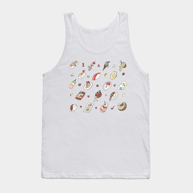 Japanese Food and Snacks Pattern Tank Top by narwhalwall